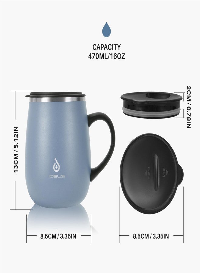 Ideus 16 oz (470 ml) Insulated Coffee Mug with Handle and Lid, Double Wall Stainless Steel Vacuum Thermal Coffee Mug, Travel Coffee Cup Thermal Cup for Home and Office (Ultimate Gray) - Image 5