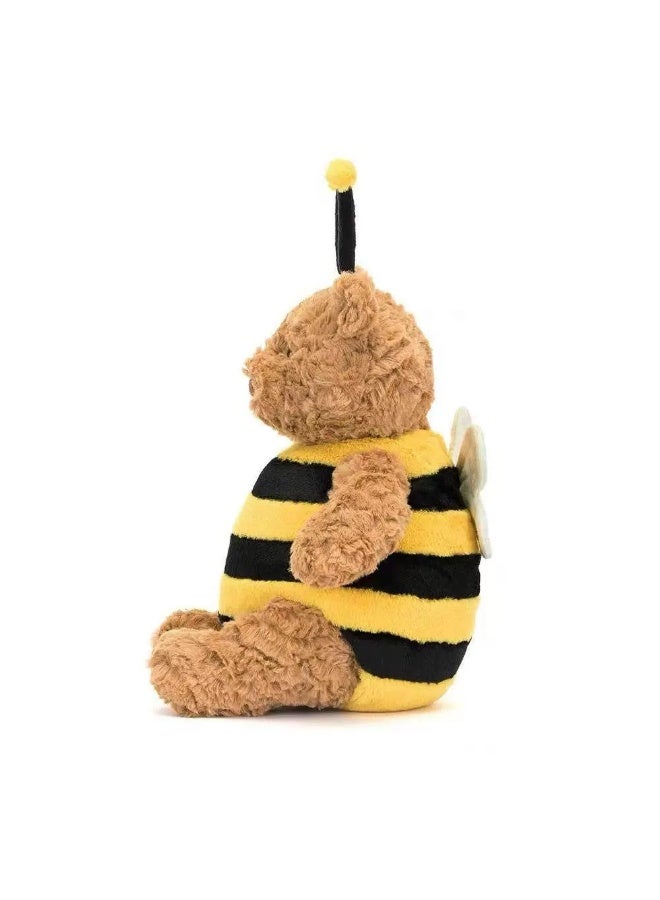 general Yellow and black striped teddy bear teddy bear plush toy with antennae, bee shaped curly fur bear, children's soothing pillow gift - Image 2