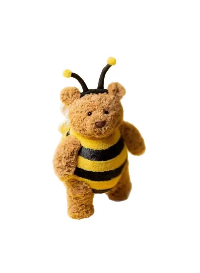 general Yellow and black striped teddy bear teddy bear plush toy with antennae, bee shaped curly fur bear, children's soothing pillow gift - Image 3