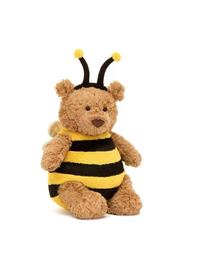 general Yellow and black striped teddy bear teddy bear plush toy with antennae, bee shaped curly fur bear, children's soothing pillow gift - Image 4
