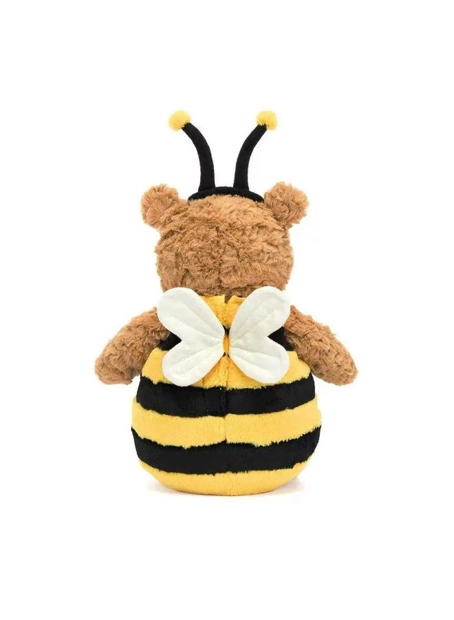 general Yellow and black striped teddy bear teddy bear plush toy with antennae, bee shaped curly fur bear, children's soothing pillow gift - Image 5