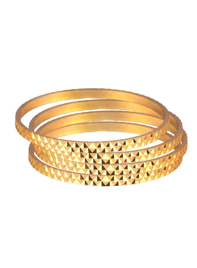 JFL- Jewellery for Less Traditional Ethnic One Gram Gold Plated Cut Work Bangle Set Girls & Women - (Set Of 4) - Image 1