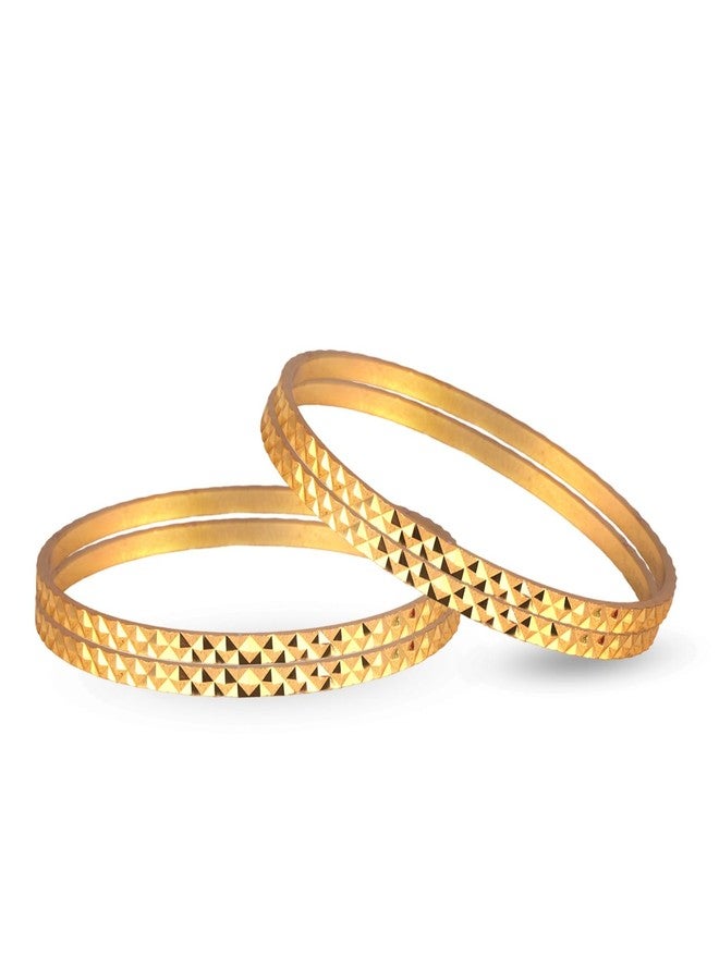 JFL- Jewellery for Less Traditional Ethnic One Gram Gold Plated Cut Work Bangle Set Girls & Women - (Set Of 4) - Image 5