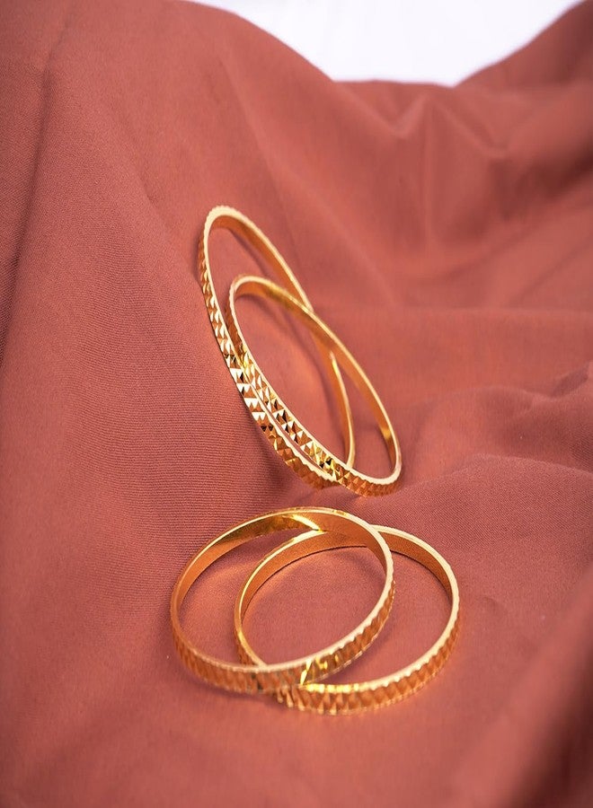 JFL- Jewellery for Less Traditional Ethnic One Gram Gold Plated Cut Work Bangle Set Girls & Women - (Set Of 4) - Image 4