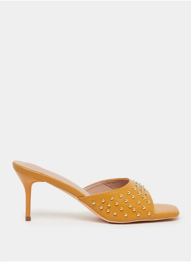 Styli Studded Strap Open Toe Heel Sandals