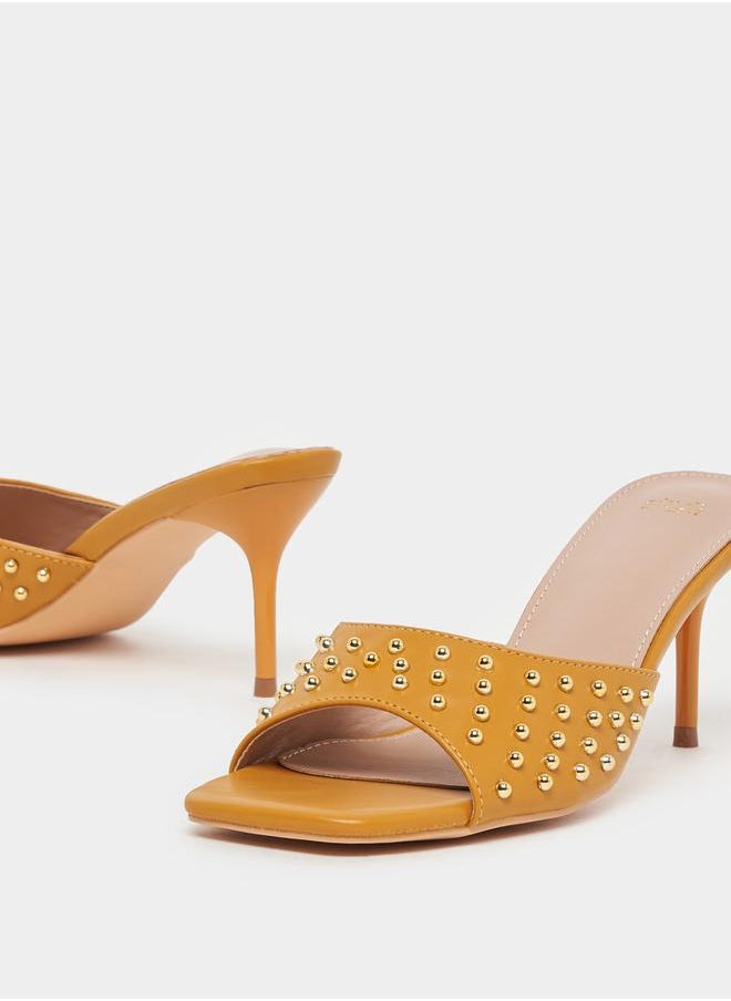 Styli Studded Strap Open Toe Heel Sandals  - Image 4