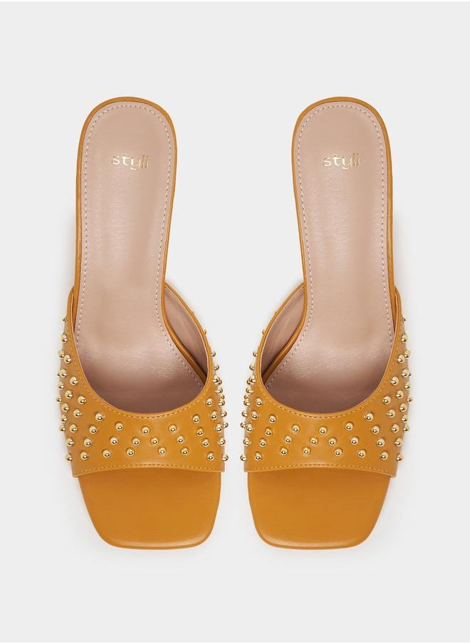 Studded Strap Open Toe Heel Sandals