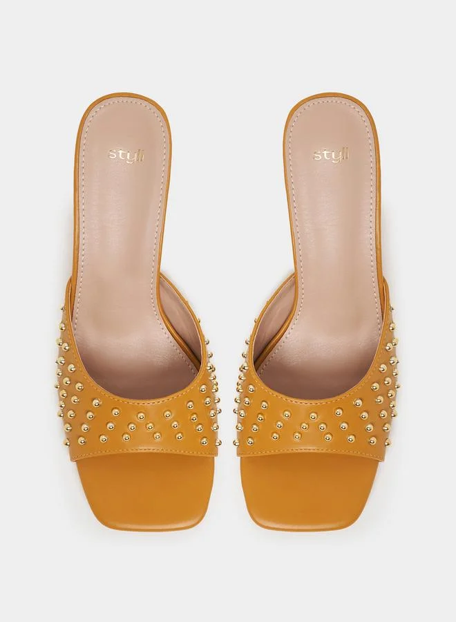 Styli  Styli Studded Strap Open Toe Heel Sandals for Women | Best Price UAE