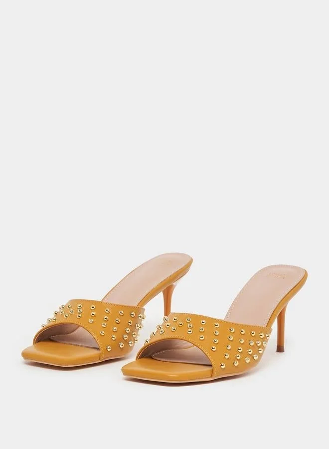 Styli  Styli Studded Strap Open Toe Heel Sandals for Women | Best Price UAE