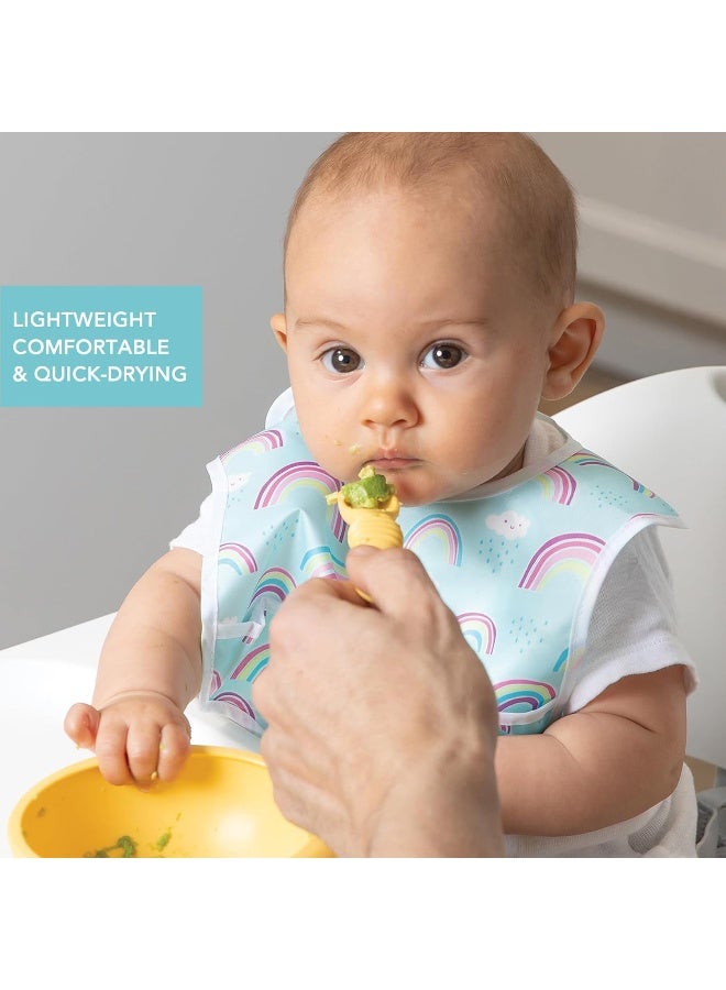 Bumkins Bibs, for Baby Girl or Boy, Infant 3-9 Mos, Essential Must Have for Eating, Feeding, Baby Led Weaning, Mess Saving Waterproof Soft Fabric, Starter Bib 2-pk Unicorns, Rainbows Blue and Purple - Image 3