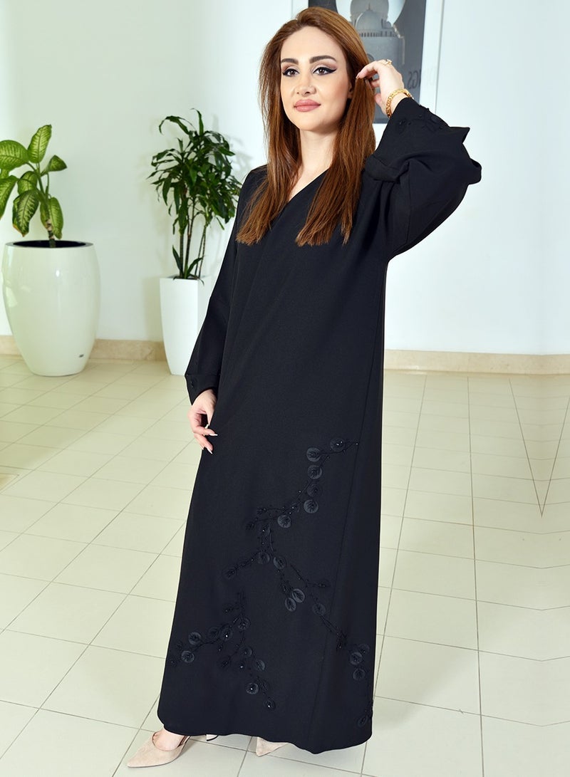 بوسني عباية بتصميم مزين بالزهور - Image 3