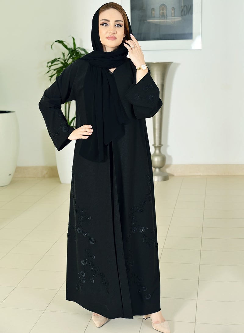 بوسني عباية بتصميم مزين بالزهور - Image 4