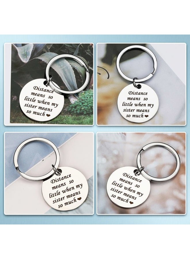PLwelth Sister Keychain Gift from Sister, Long Distance Leaving Going Away Apart Sister Keychain Cute Funny Engraved Stainless Steel Key Ring Birthday Christmas Charm Pendent Jewelry Present - Image 3