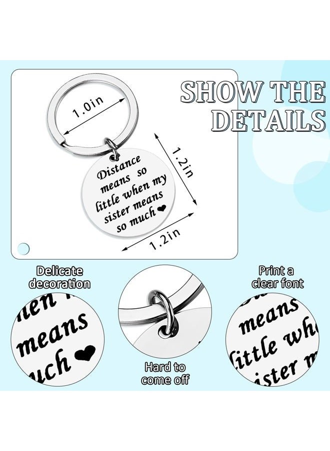 PLwelth Sister Keychain Gift from Sister, Long Distance Leaving Going Away Apart Sister Keychain Cute Funny Engraved Stainless Steel Key Ring Birthday Christmas Charm Pendent Jewelry Present - Image 2