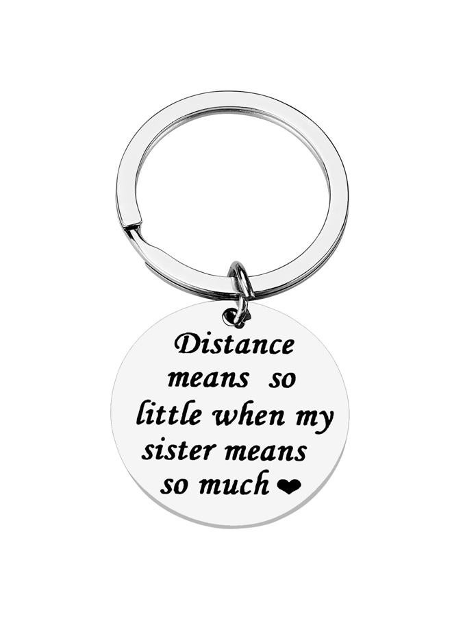 PLwelth Sister Keychain Gift from Sister, Long Distance Leaving Going Away Apart Sister Keychain Cute Funny Engraved Stainless Steel Key Ring Birthday Christmas Charm Pendent Jewelry Present - Image 1