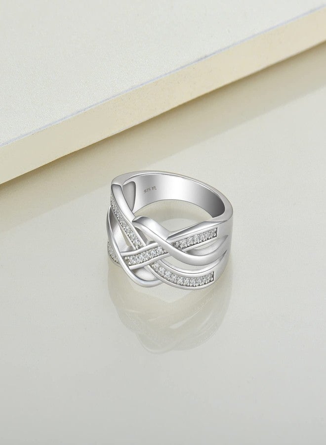 YL Twisted Knot Ring 925 Sterling Silver Celtic Knot Rings Cubic Zirconia Infinity Statement Jewelry-size7 - Image 5