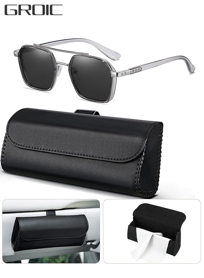 GROIC Sunglasses Holder for Car Organizer Storage Case with sunglasses Vehicle Visor Accessories Glasses Storage Case - Image 1