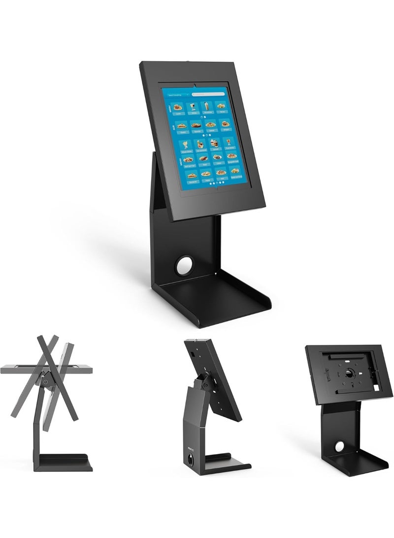 هامود HAMOOD، حامل كشك iPad مع رف طابعة - حاوية قفل مضادة للسرقة للكمبيوتر اللوحي لنقاط البيع والتجزئة والأعمال التجارية - حامل دفع آمن دوار ومائل لأجهزة iPad 7-10 وAir وProiPad Pro (9.7 بوصة؛ 10.5 بوصة؛ 11 بوصة)، iPad 6، iPad 8، iPad 5، iPad Air (9.7 بوصة؛ 10.5 بوصة؛ 10.9 بوصة)، iPad 7، iPad 9، Samsung Galaxy Tab A 10.1 (2019)، Samsung Galaxy Tab S6 Lite 10.4 بوصة، Samsung Galaxy Tab A7 - Image 1