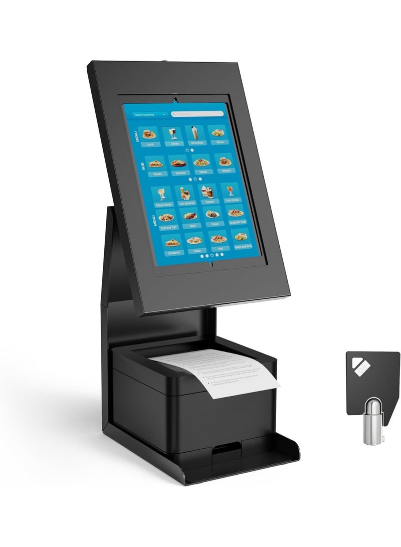 هامود HAMOOD، حامل كشك iPad مع رف طابعة - حاوية قفل مضادة للسرقة للكمبيوتر اللوحي لنقاط البيع والتجزئة والأعمال التجارية - حامل دفع آمن دوار ومائل لأجهزة iPad 7-10 وAir وProiPad Pro (9.7 بوصة؛ 10.5 بوصة؛ 11 بوصة)، iPad 6، iPad 8، iPad 5، iPad Air (9.7 بوصة؛ 10.5 بوصة؛ 10.9 بوصة)، iPad 7، iPad 9، Samsung Galaxy Tab A 10.1 (2019)، Samsung Galaxy Tab S6 Lite 10.4 بوصة، Samsung Galaxy Tab A7 - Image 2