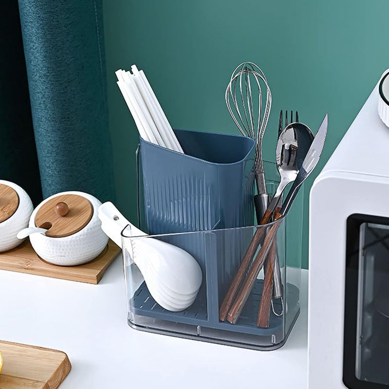 Kitchen Drawer Cutlery Organizer, Clear Multi Tier Utensil Storage Tray with Smart Space Saving Design, Transparent Flatware Organizer for Spoons Forks Knives and Kitchen Accessories - Image 4