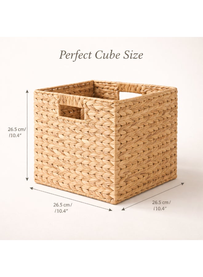 Homesmiths Water Hyacinth Storage Basket with Handle – L 26.5 x B 26.5 x H 26.5 cm, Eco-Friendly Woven Seagrass Basket for Home Organization, Bedroom, Living Room, Bathroom & Toy Storage - Image 2