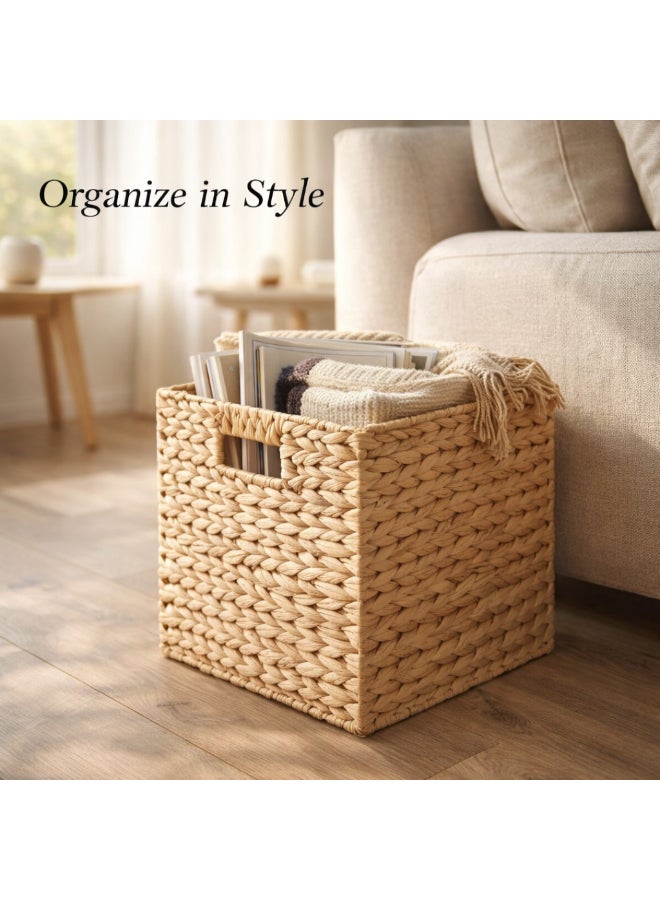 Homesmiths Water Hyacinth Storage Basket with Handle – L 26.5 x B 26.5 x H 26.5 cm, Eco-Friendly Woven Seagrass Basket for Home Organization, Bedroom, Living Room, Bathroom & Toy Storage - Image 3