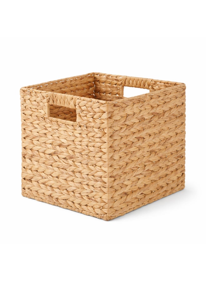 Homesmiths Water Hyacinth Storage Basket with Handle – L 26.5 x B 26.5 x H 26.5 cm, Eco-Friendly Woven Seagrass Basket for Home Organization, Bedroom, Living Room, Bathroom & Toy Storage - Image 1