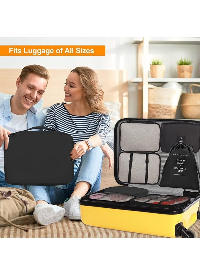 Denzoz - Black Packing Cubes for Suitcase 7 PCS Travel Packing Cubes Lightweight Suitcase Organizer Bags Set Luggage Packing Organizers for Travel Accessories with Shoe Bags - Image 1