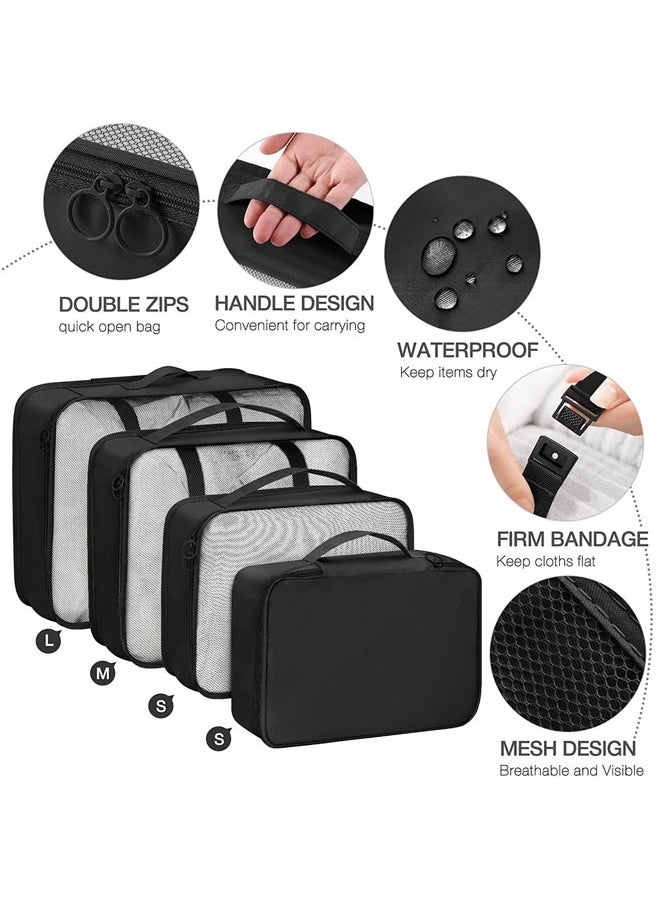 Denzoz - Black Packing Cubes for Suitcase 7 PCS Travel Packing Cubes Lightweight Suitcase Organizer Bags Set Luggage Packing Organizers for Travel Accessories with Shoe Bags - Image 1