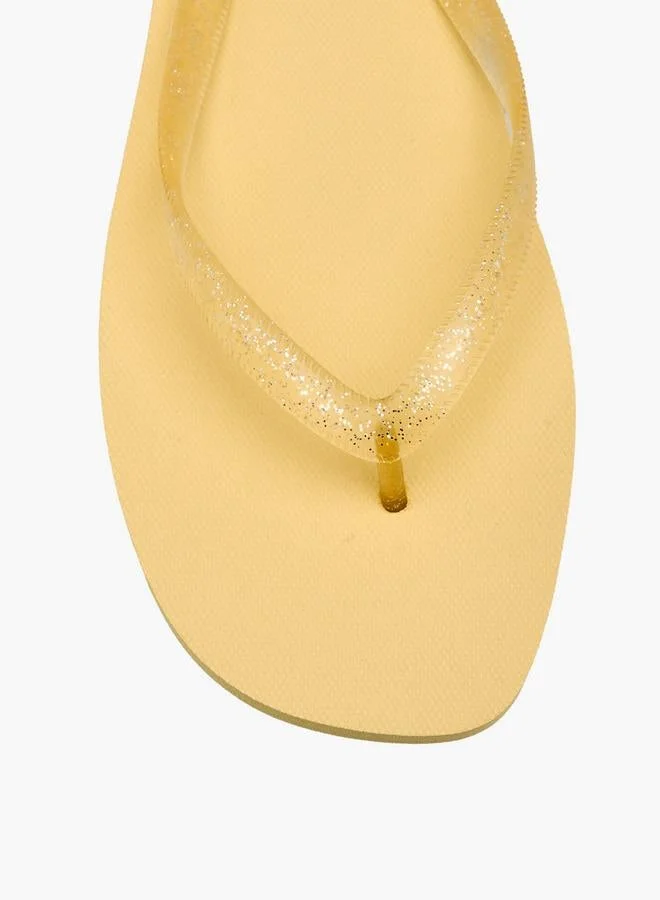 Celeste YELLOW Women Glitter Print Flip Flops for Women | Best Price UAE