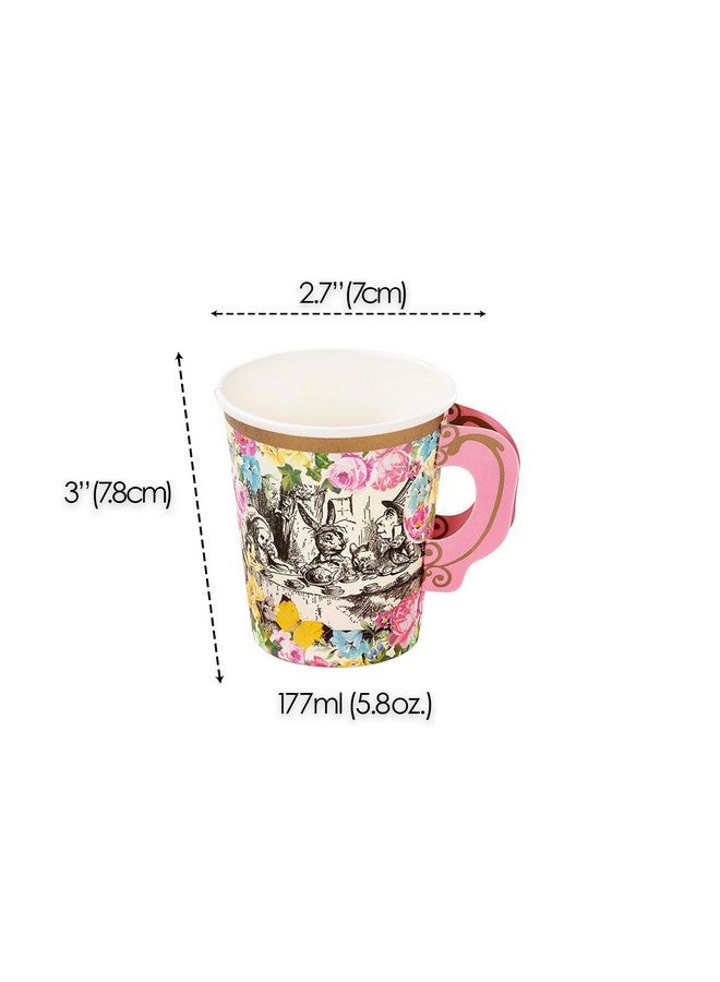 توكينج تيبلز طقم أكواب حفلات من Talking Tables Truly Alice Alice in Wonderland Mad Hatter مع مقبض وصحون بثلاثة تصاميم لحفلة شاي أو عيد ميلاد - Image 5