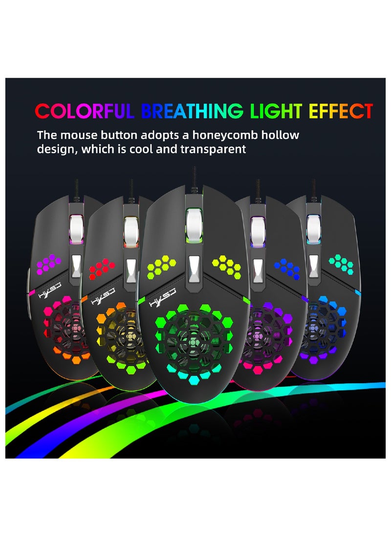 HXSJ - J400 NEW fan macro programming wired hole gaming mouse 8000dpi adjustable anti-hand sweat design - Image 1