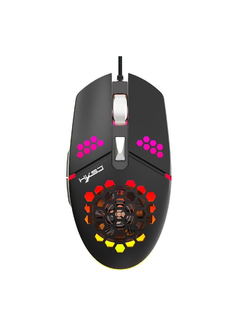 HXSJ - J400 NEW fan macro programming wired hole gaming mouse 8000dpi adjustable anti-hand sweat design - Image 1