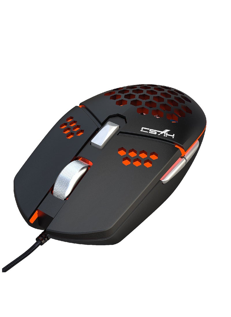 HXSJ - J400 NEW fan macro programming wired hole gaming mouse 8000dpi adjustable anti-hand sweat design - Image 1