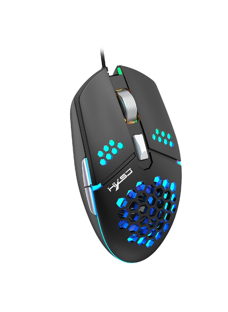 HXSJ - J400 NEW fan macro programming wired hole gaming mouse 8000dpi adjustable anti-hand sweat design - Image 1