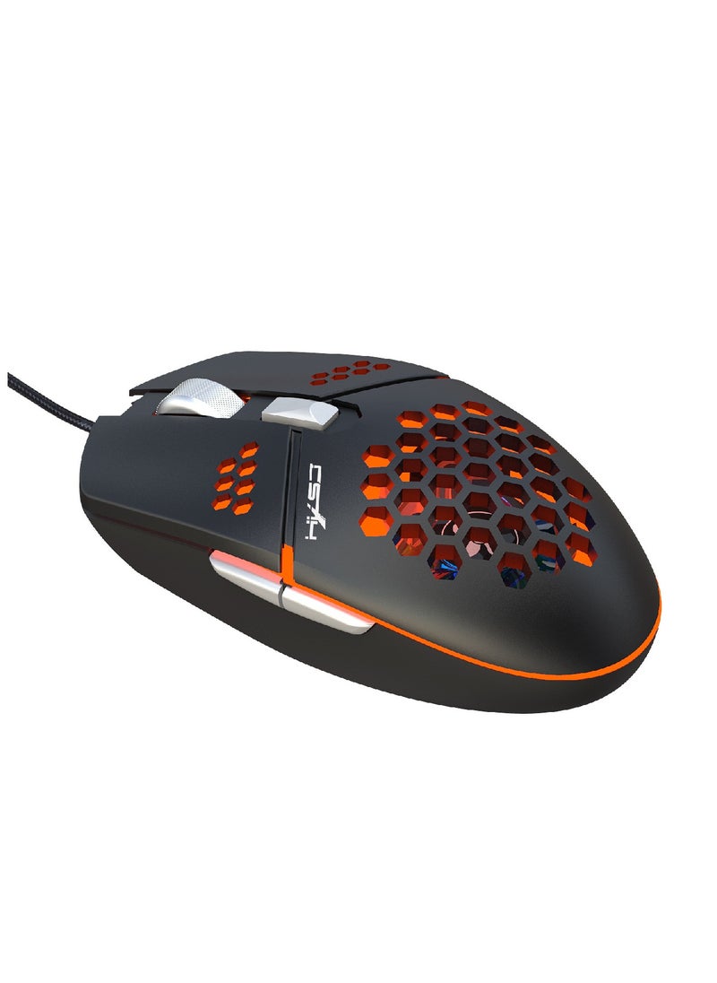 HXSJ - J400 NEW fan macro programming wired hole gaming mouse 8000dpi adjustable anti-hand sweat design - Image 1