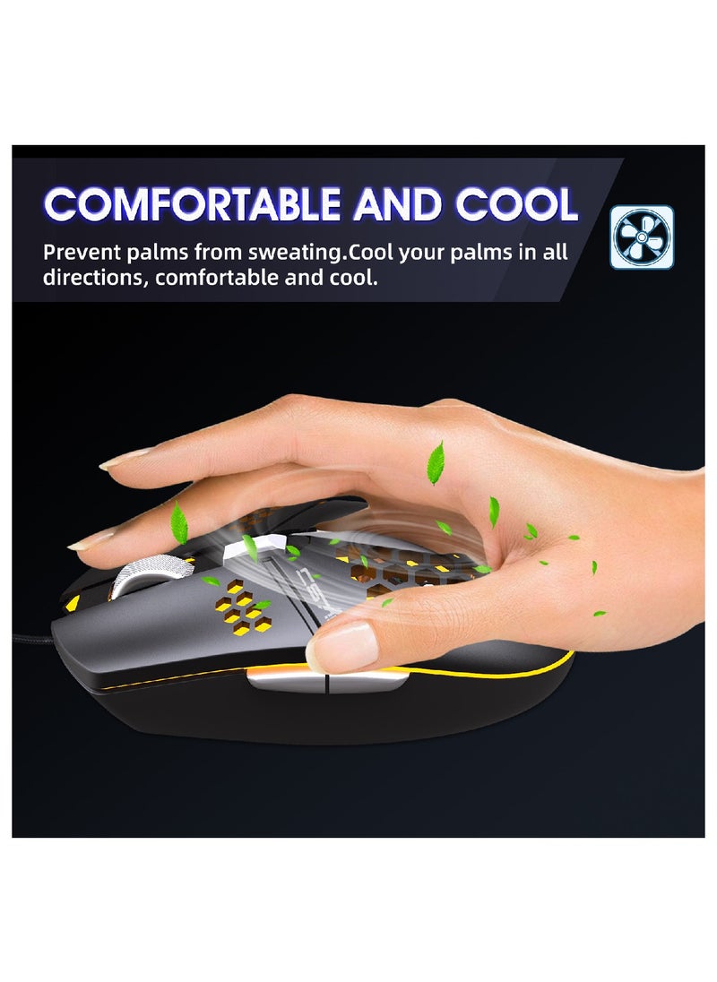 HXSJ - J400 NEW fan macro programming wired hole gaming mouse 8000dpi adjustable anti-hand sweat design - Image 1