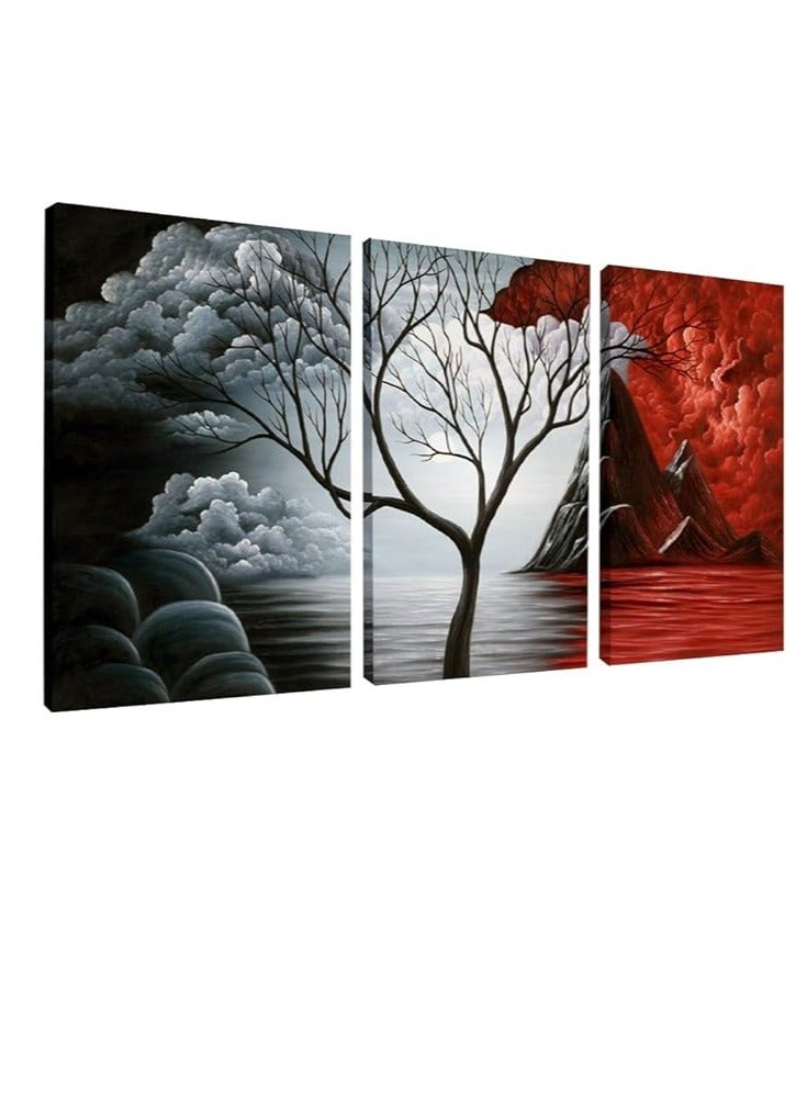 Today Idea The Cloud Tree Wall Oil PaintingS Giclee Landscape Canvas Prints for Home Decorations, 3 Panels - Image 1