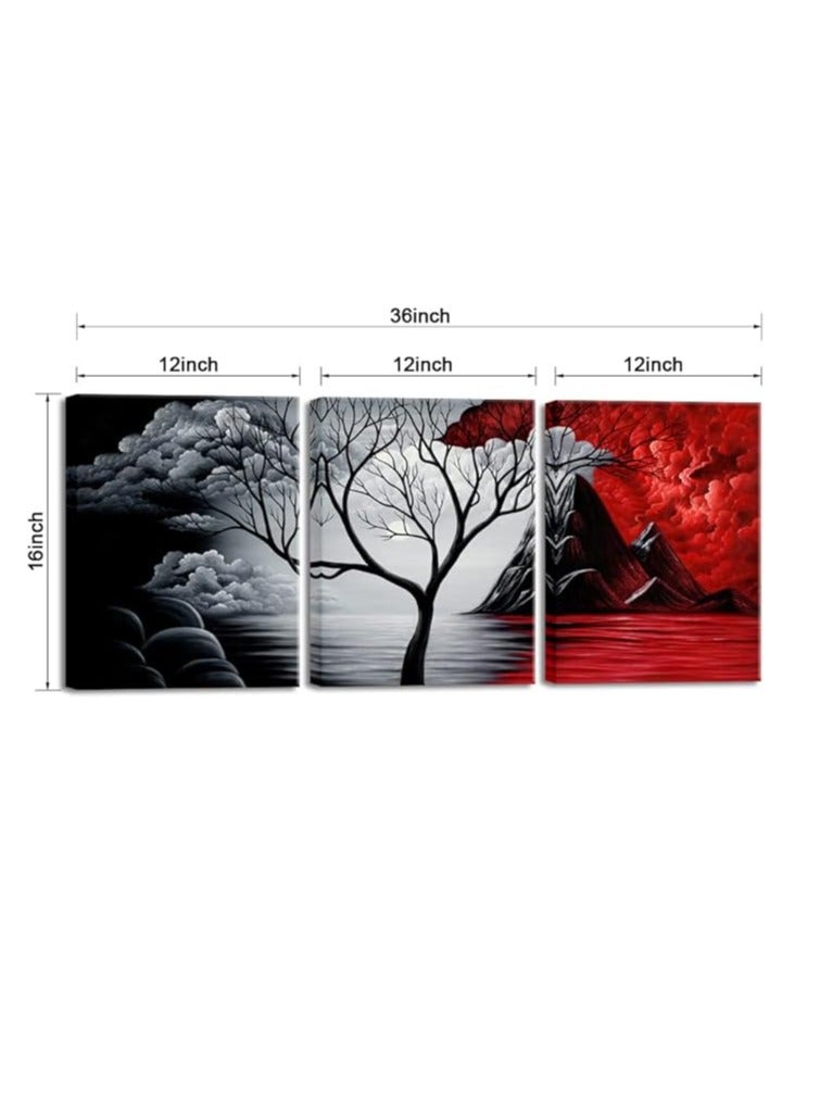 Today Idea The Cloud Tree Wall Oil PaintingS Giclee Landscape Canvas Prints for Home Decorations, 3 Panels - Image 2