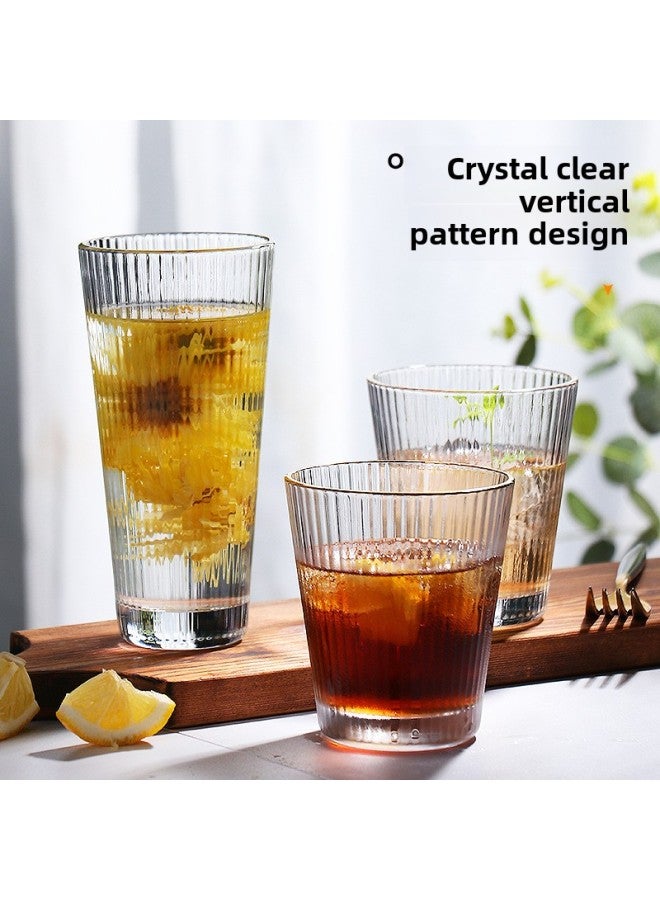 High-looking Light Luxury Water Cup Women's High-grade Glass Cup Coffee Household Milk Cup Couple Cup Boys Juice Cup-Color:Striped Golden Edge Short Cup * 2 - Image 4