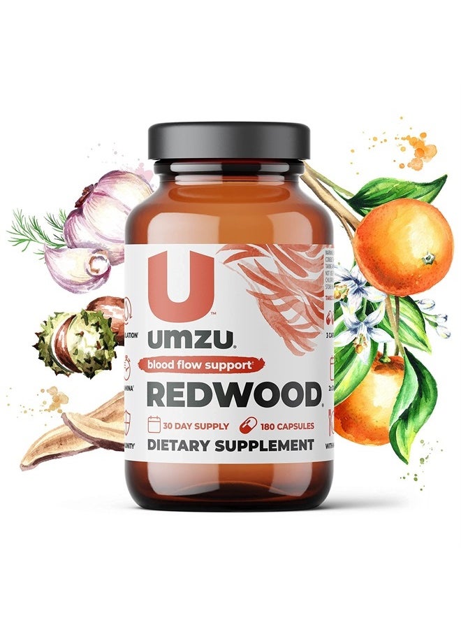 UMZU - Redwood - Supports Nitric Oxide & Healthy Blood Flow - Blend of Vitamins & Herbal Extracts - Supplement with Vitamin C, Garlic & Horse Chestnut - for Well-Being - 30 Day Supply - 180 Capsules - Image 1