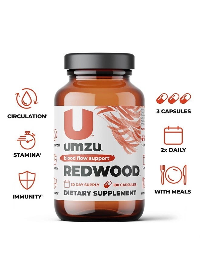 UMZU - Redwood - Supports Nitric Oxide & Healthy Blood Flow - Blend of Vitamins & Herbal Extracts - Supplement with Vitamin C, Garlic & Horse Chestnut - for Well-Being - 30 Day Supply - 180 Capsules - Image 1