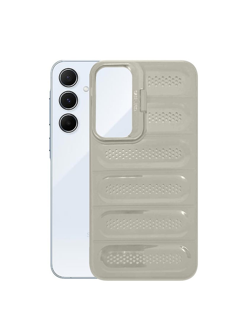 Techie حافظة TPU أنيقة مضادة للحرارة مع حامل كاميرا خلفي لجهاز سامسونج جالاكسي A55 - رمادي - Image 2