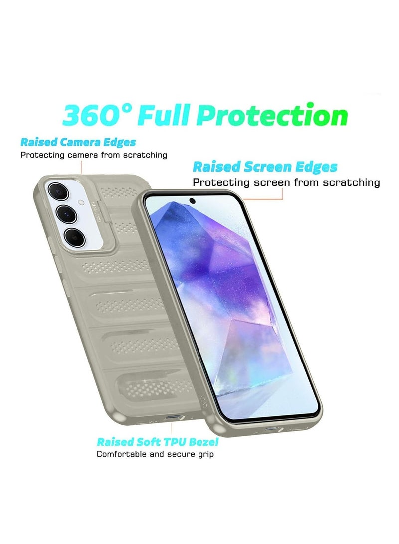Techie حافظة TPU أنيقة مضادة للحرارة مع حامل كاميرا خلفي لجهاز سامسونج جالاكسي A55 - رمادي - Image 3