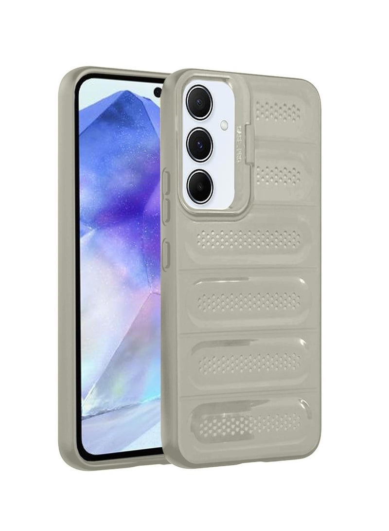 Techie حافظة TPU أنيقة مضادة للحرارة مع حامل كاميرا خلفي لجهاز سامسونج جالاكسي A55 - رمادي - Image 1