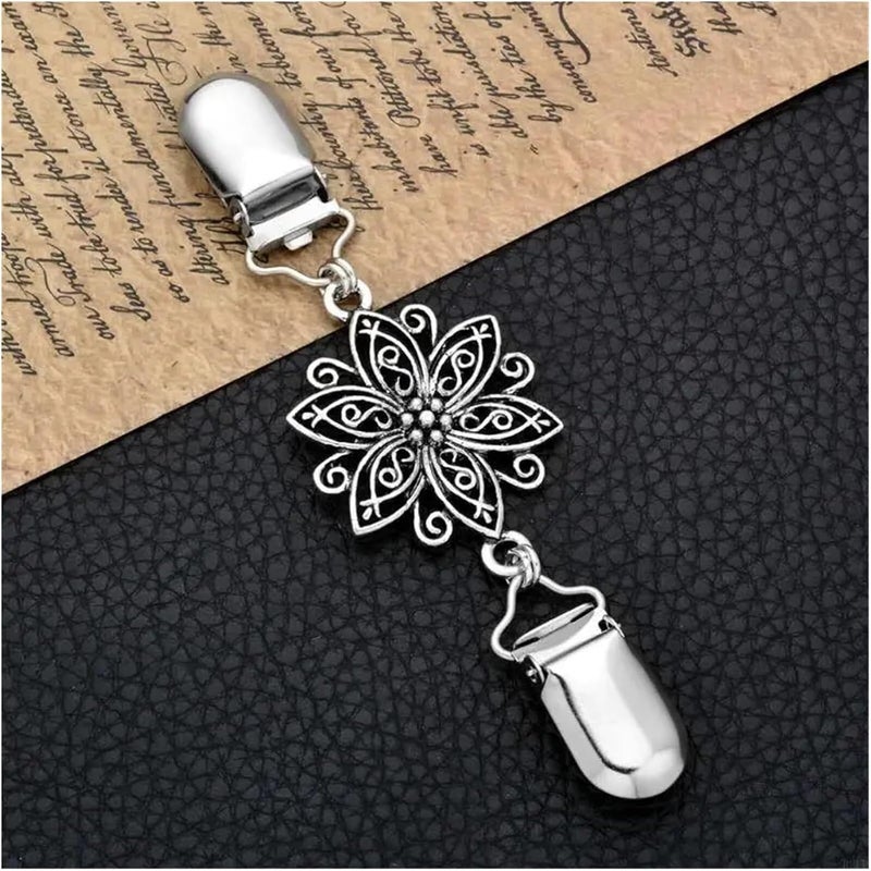 Cinch Clip Cinch Clip 6Pcs Retro Cardigan Collar Dress Clothing Non-Slip Flower Pattern for Variety of Shirts(SizeC) - Image 3
