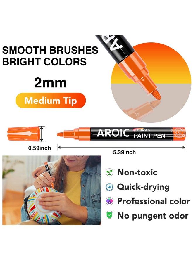AROIC Paint Pens For Rock Painting 48 Pack.Write On Anything! Paint Pens For Rock Wood Metal Plastic Glass Canvas Ceramic & More! Lowodor Oilbased Mediumtip Paint Markers - Image 4