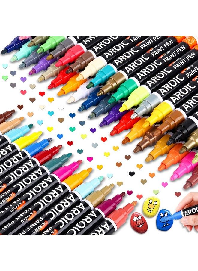 AROIC Paint Pens For Rock Painting 48 Pack.Write On Anything! Paint Pens For Rock Wood Metal Plastic Glass Canvas Ceramic & More! Lowodor Oilbased Mediumtip Paint Markers - Image 2