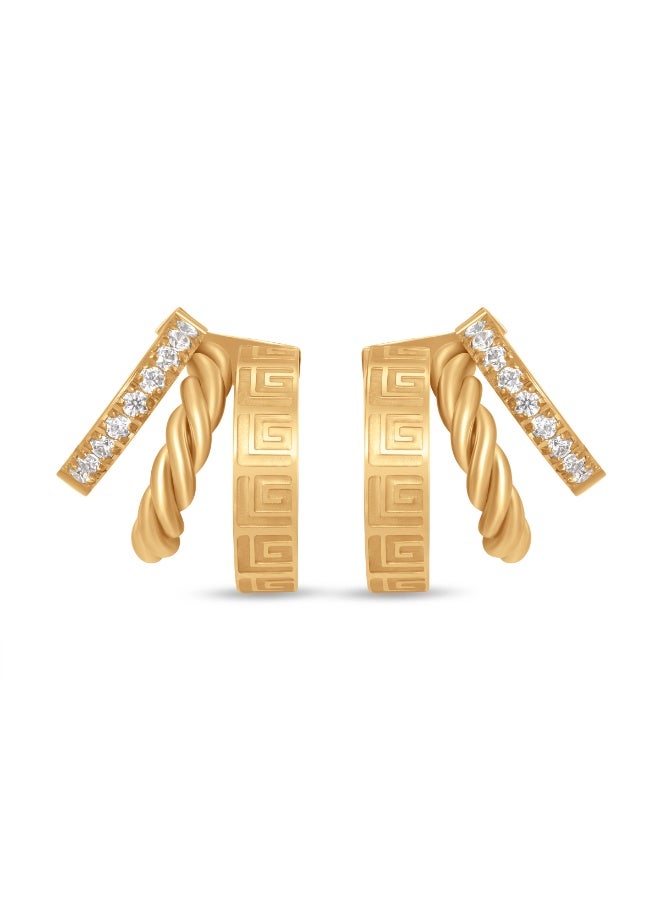 غاي لاروش أقراط إليونور مطلية بالذهب بشعار الجري وكريستالات - Image 3