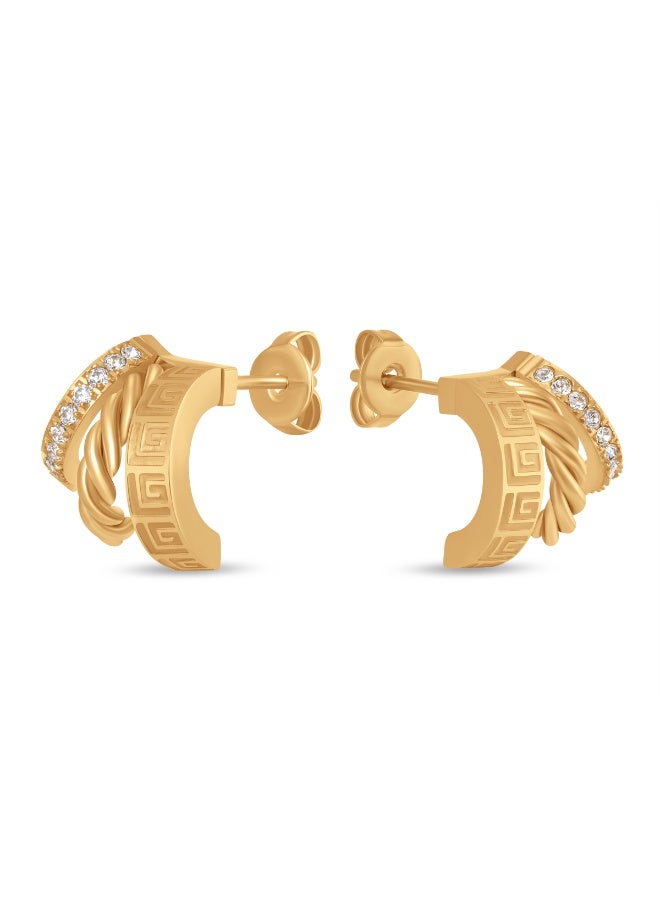 غاي لاروش أقراط إليونور مطلية بالذهب بشعار الجري وكريستالات - Image 1